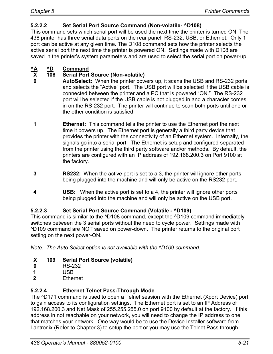 4 ethernet telnet pass-through mode | Microcom 438 User Manual | Page 68 / 214