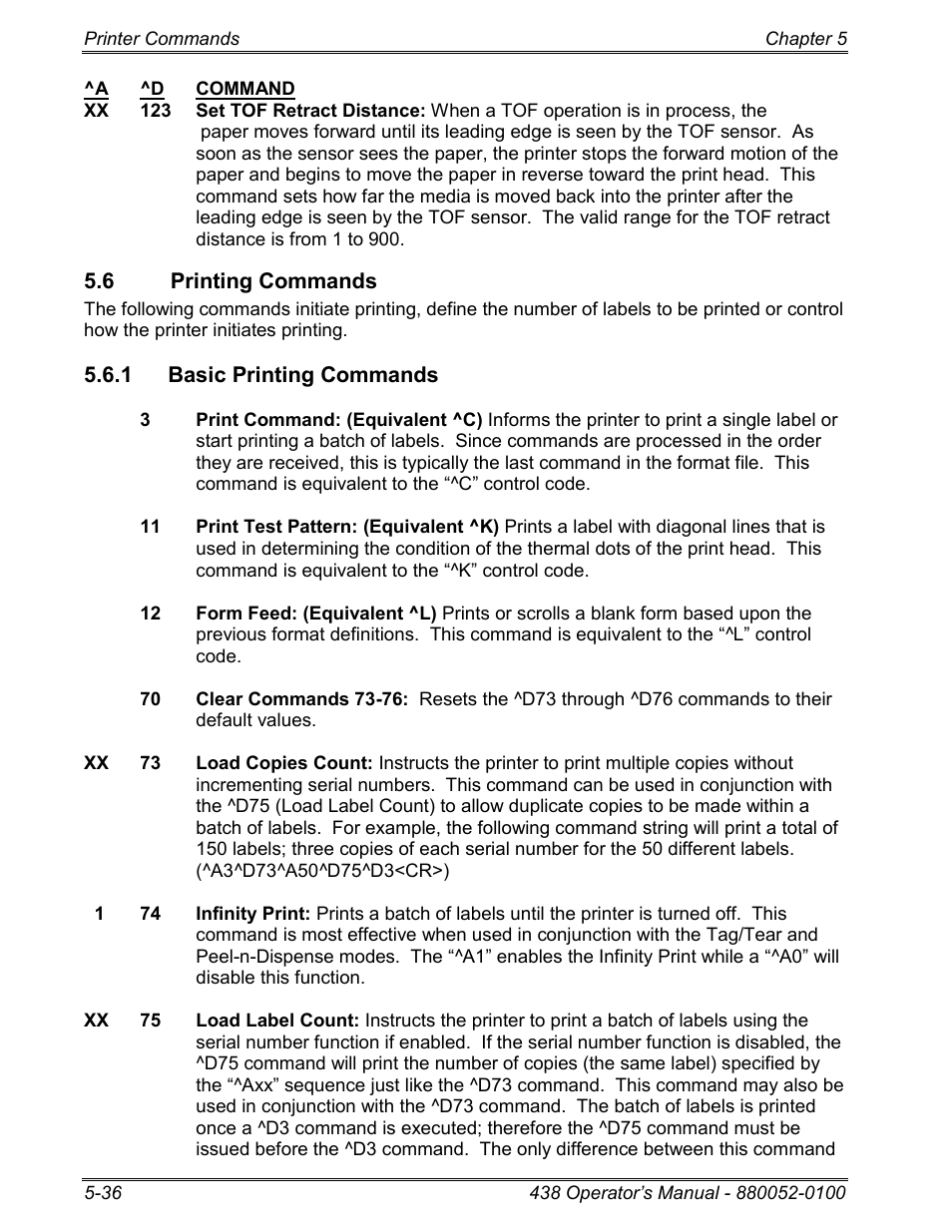 6 printing commands, 1 basic printing commands | Microcom 438 User Manual | Page 83 / 214