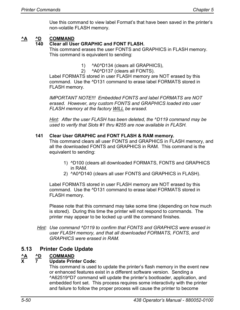 13 printer code update | Microcom 438 User Manual | Page 97 / 214
