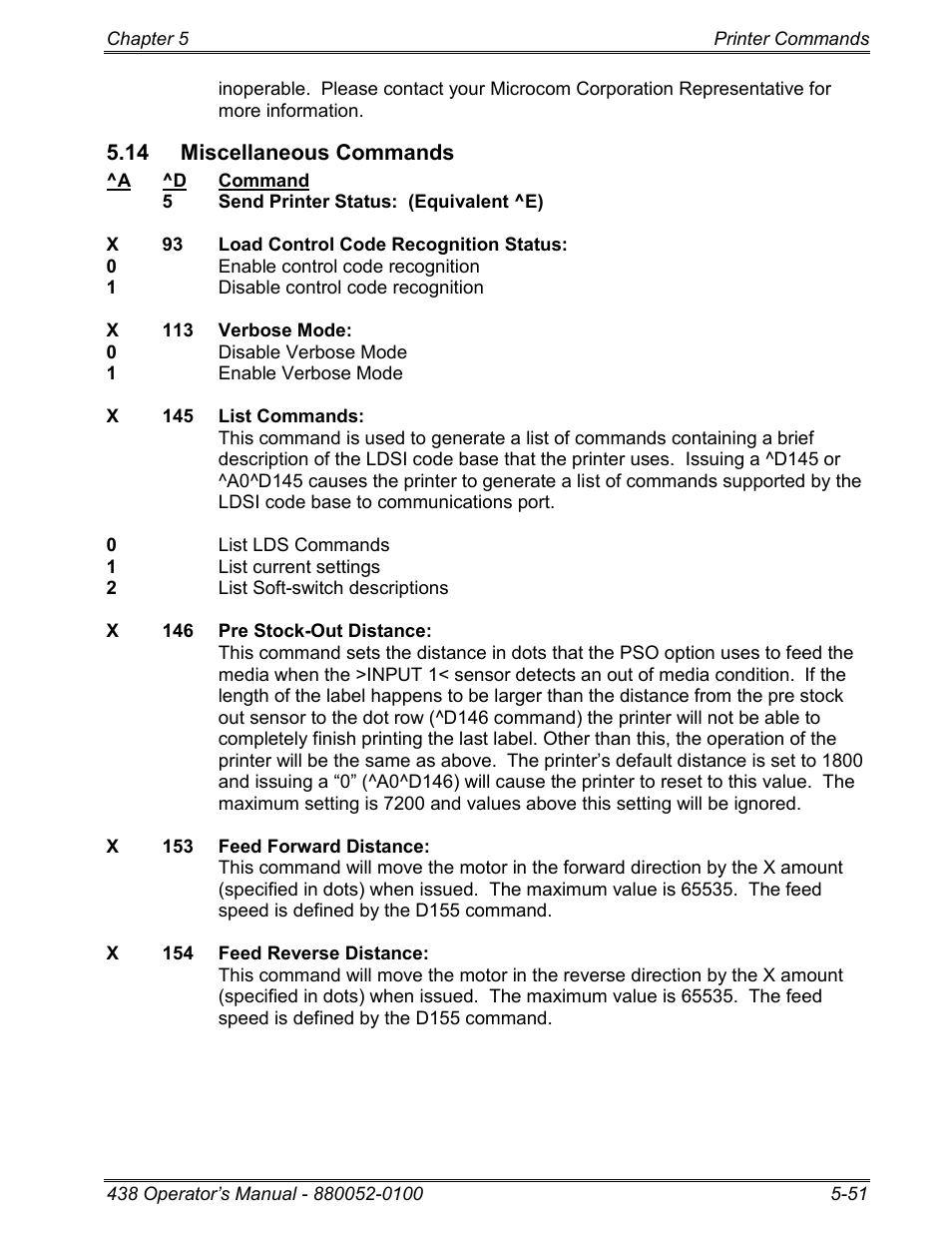 14 miscellaneous commands | Microcom 438 User Manual | Page 98 / 214