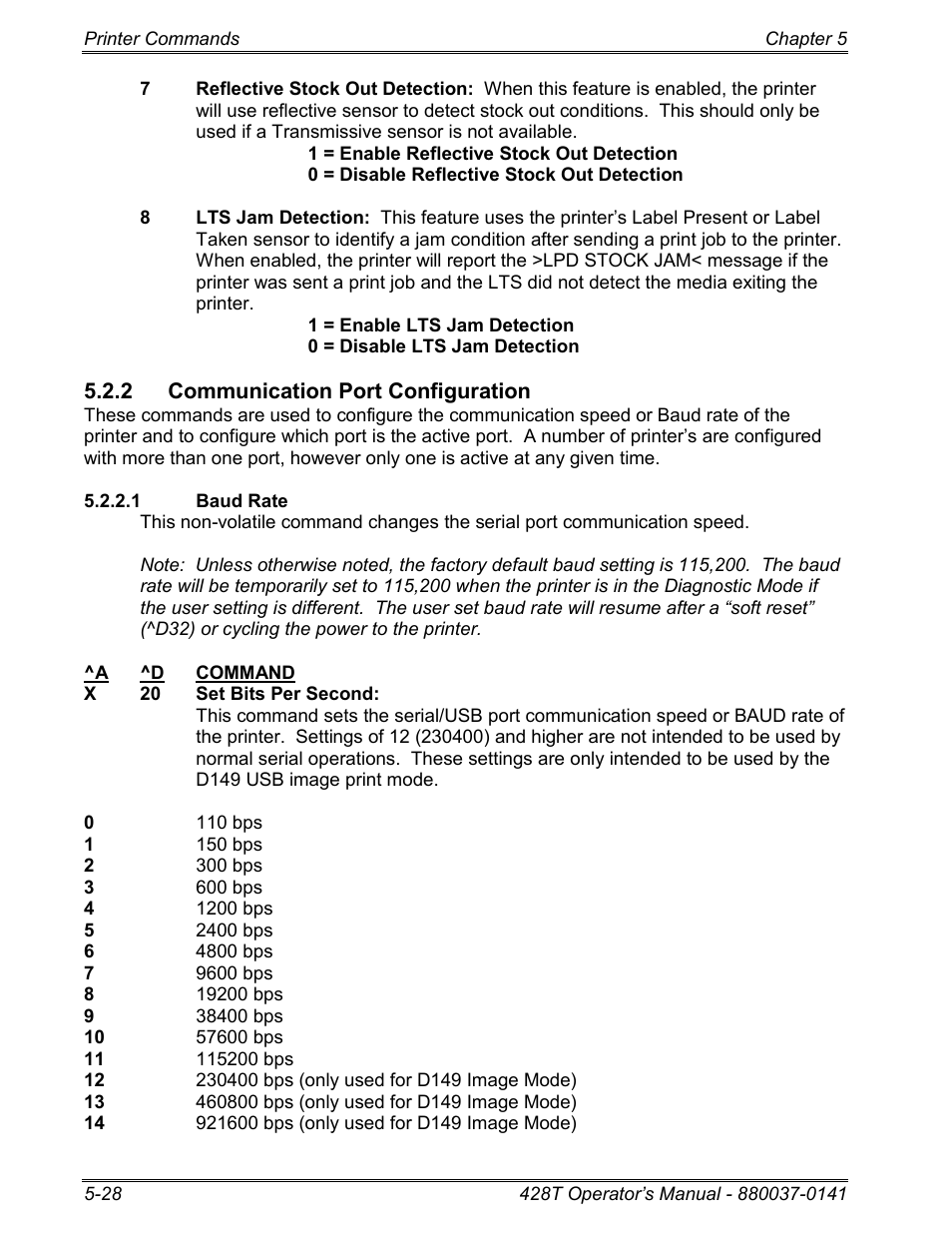 2 communication port configuration, 1 baud rate | Microcom 428T User Manual | Page 102 / 249