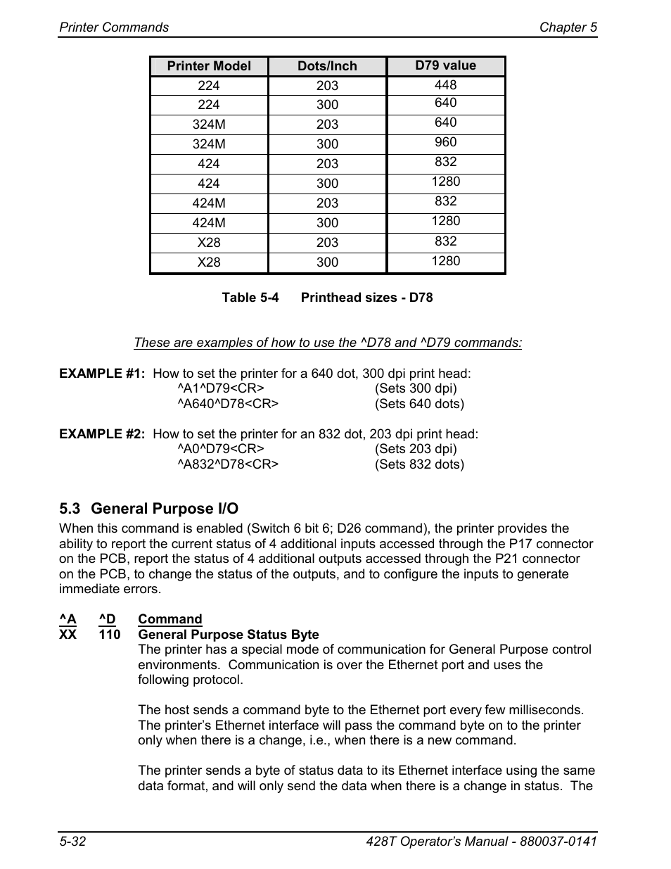 3 general purpose i/o | Microcom 428T User Manual | Page 106 / 249