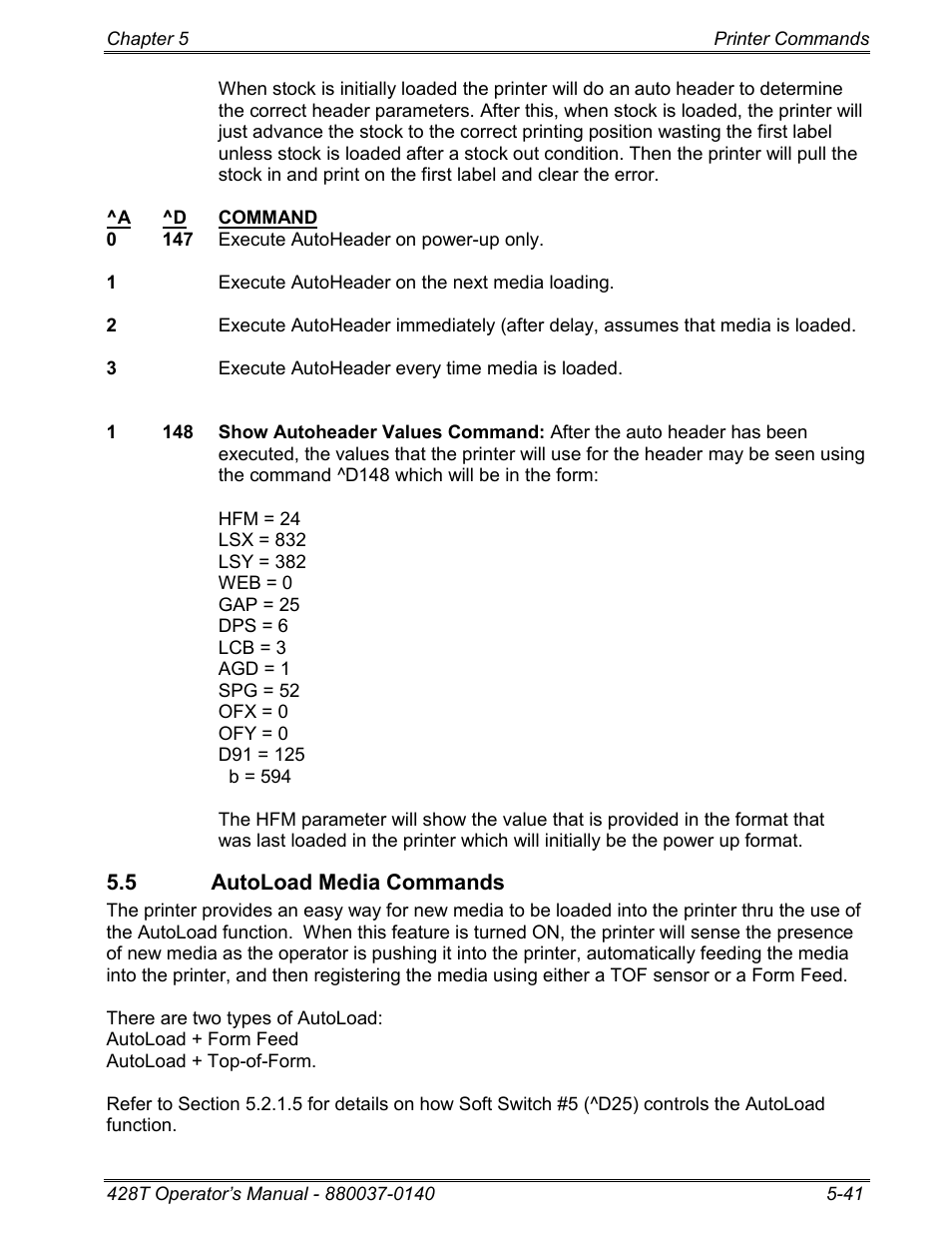 5 autoload media commands | Microcom 428T User Manual | Page 115 / 249