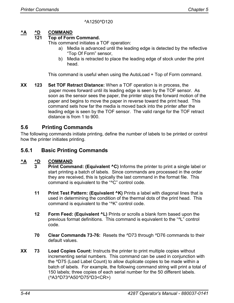 6 printing commands, 1 basic printing commands | Microcom 428T User Manual | Page 118 / 249