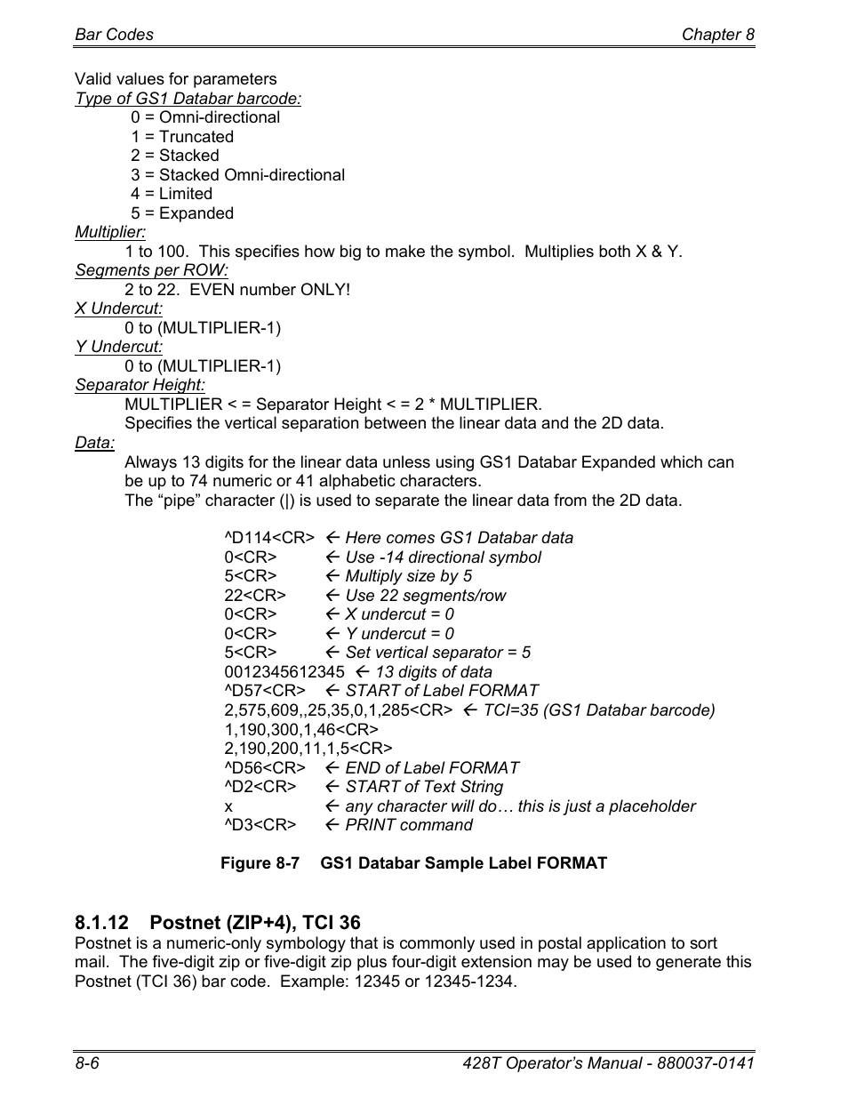 12 postnet (zip+4), tci 36 | Microcom 428T User Manual | Page 158 / 249