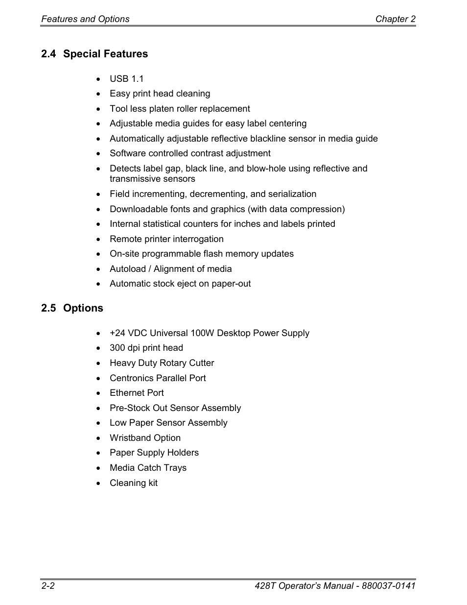 4 special features, 5 options | Microcom 428T User Manual | Page 16 / 249