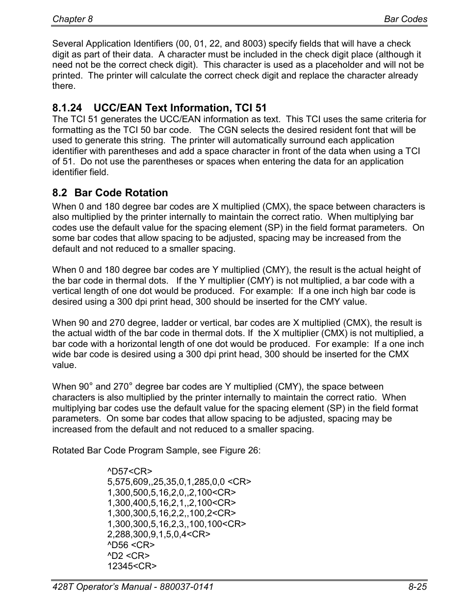 24 ucc/ean text information, tci 51, 2 bar code rotation | Microcom 428T User Manual | Page 177 / 249