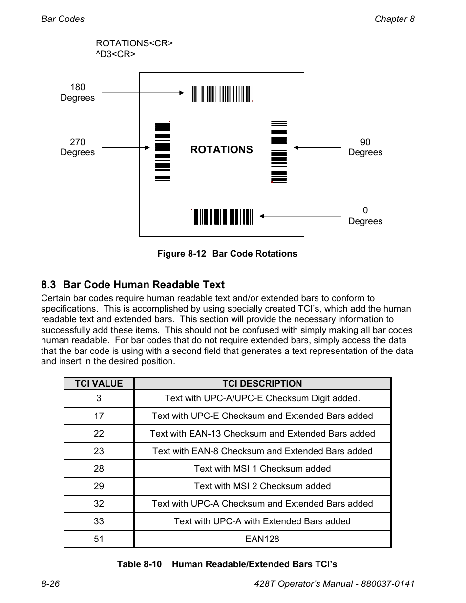 3 bar code human readable text | Microcom 428T User Manual | Page 178 / 249