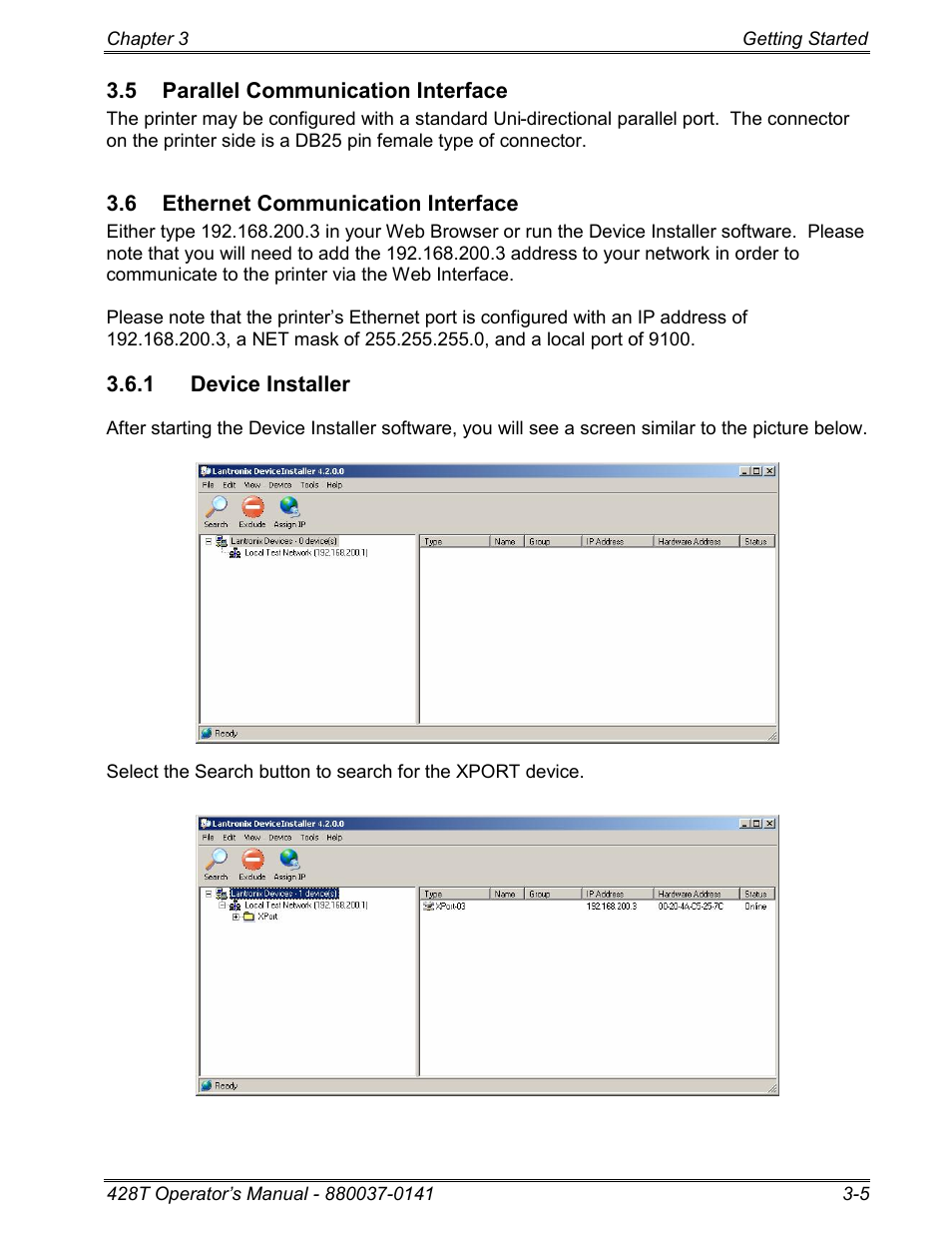 5 parallel communication interface, 6 ethernet communication interface, 1 device installer | Microcom 428T User Manual | Page 21 / 249