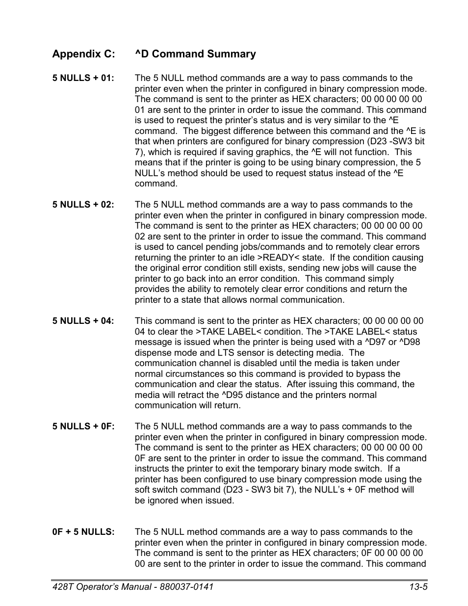 Appendix c: ^d command summary | Microcom 428T User Manual | Page 225 / 249