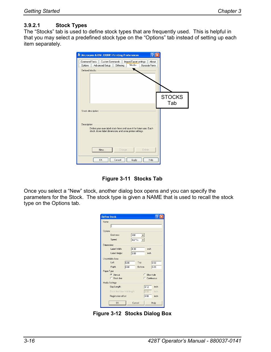 1 stock types | Microcom 428T User Manual | Page 32 / 249