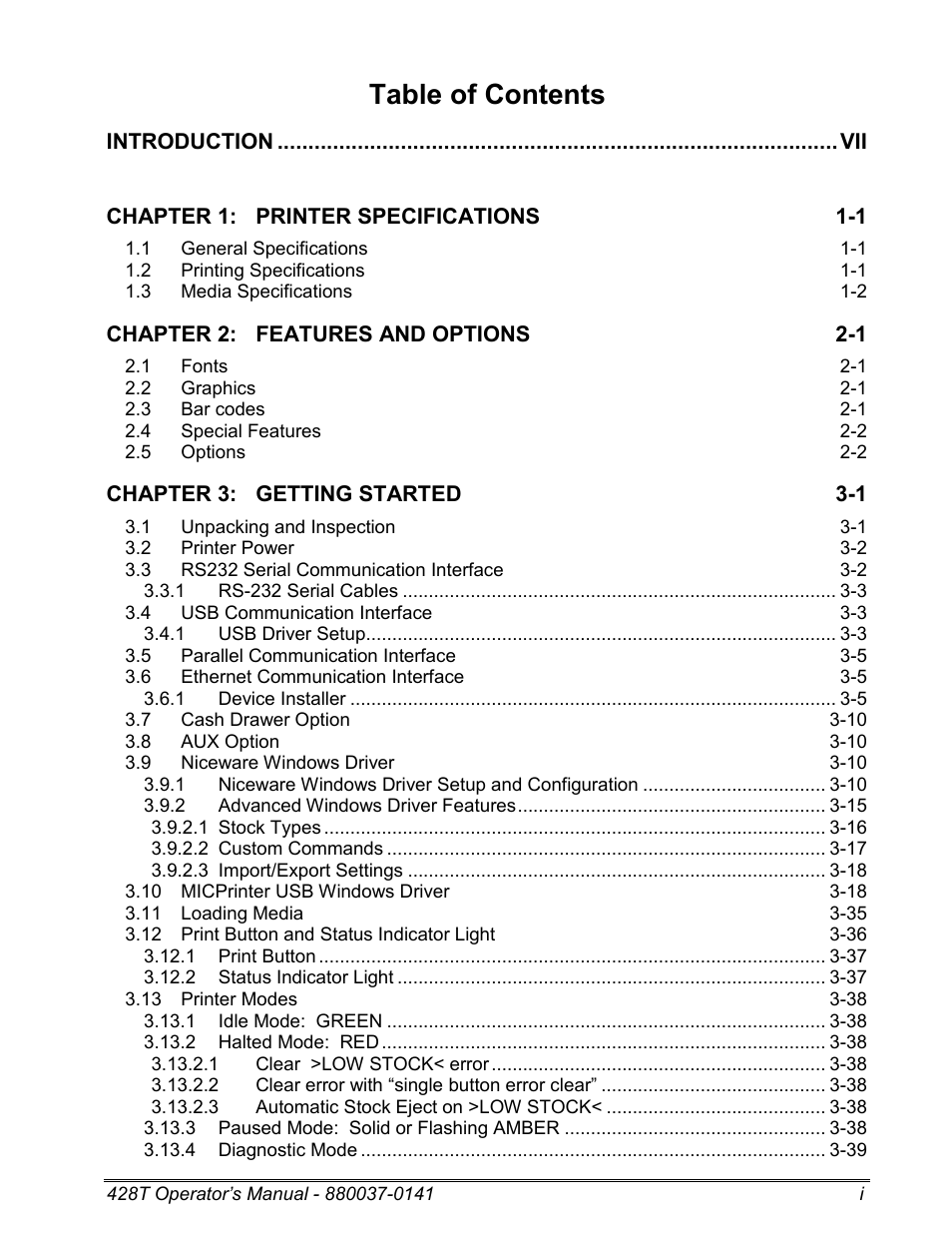 Microcom 428T User Manual | Page 5 / 249