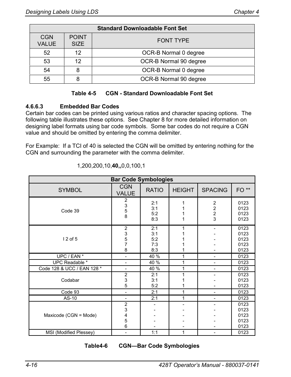 3 embedded bar codes | Microcom 428T User Manual | Page 76 / 249