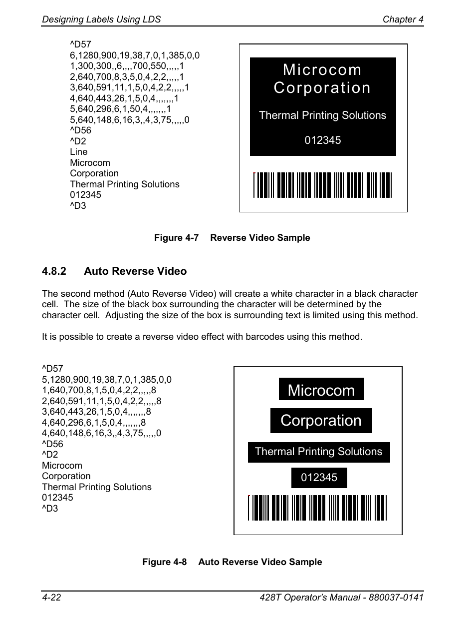 2 auto reverse video, Microcom, Corporation | Microcom 428T User Manual | Page 82 / 249