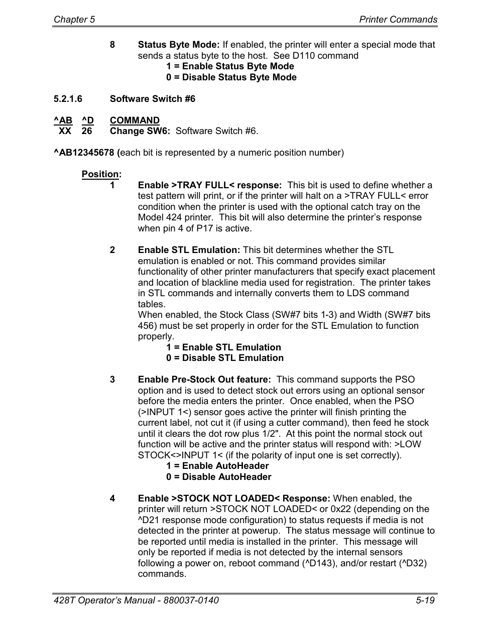 6 software switch #6 | Microcom 428T User Manual | Page 93 / 249