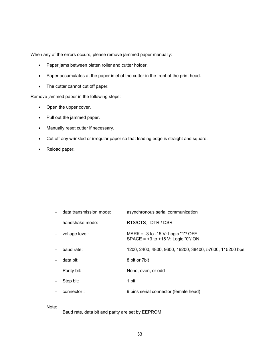 6 interface signal, 5 manual removal of the jammed paper, 1 rs-232 interface | Microcom 814M Operators Manual User Manual | Page 37 / 46