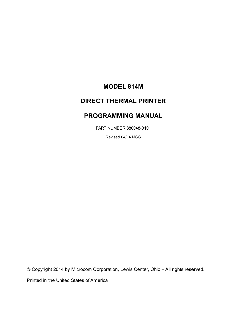 Microcom 814M Programming Manual User Manual | 102 pages