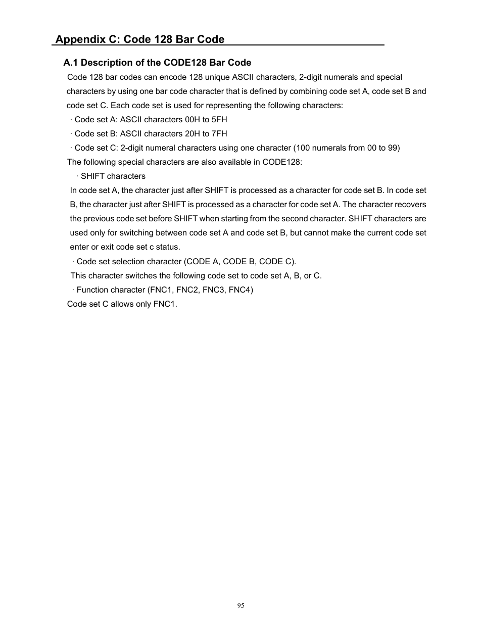 Appendix c: code 128 bar code | Microcom 814M Programming Manual User Manual | Page 99 / 102