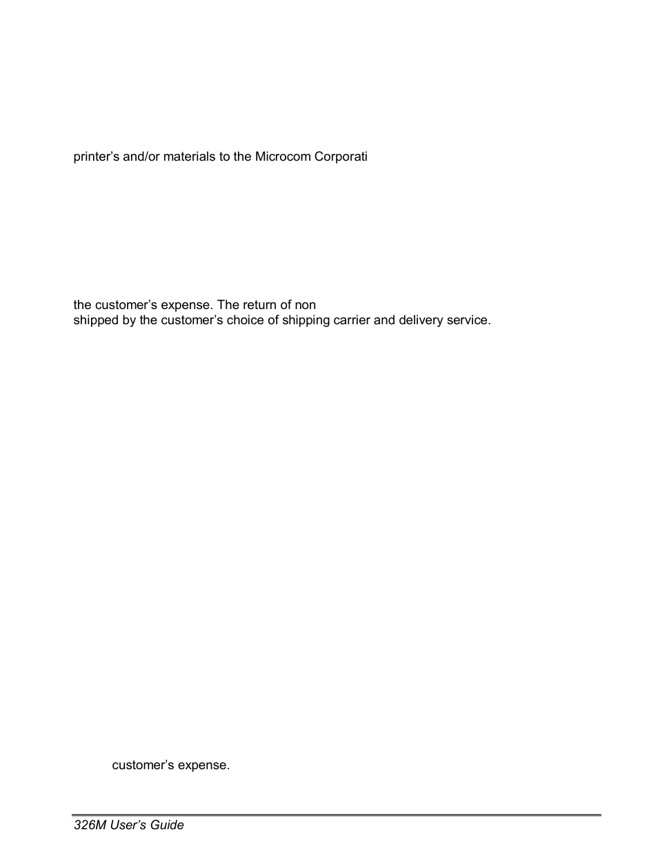 Appendix b, Return material authorization (rma) procedure | Microcom 326M User Guide User Manual | Page 61 / 73