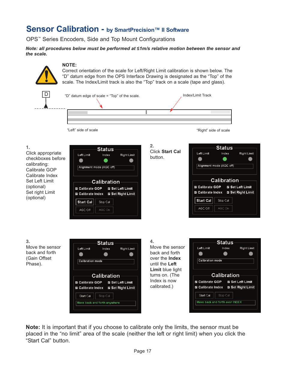 Sensor calibration | MicroE OPS Series User Manual | Page 17 / 25