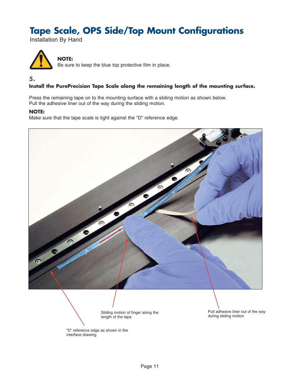 Tape scale, ops side/top mount configurations | MicroE PurePrecision User Manual | Page 11 / 33