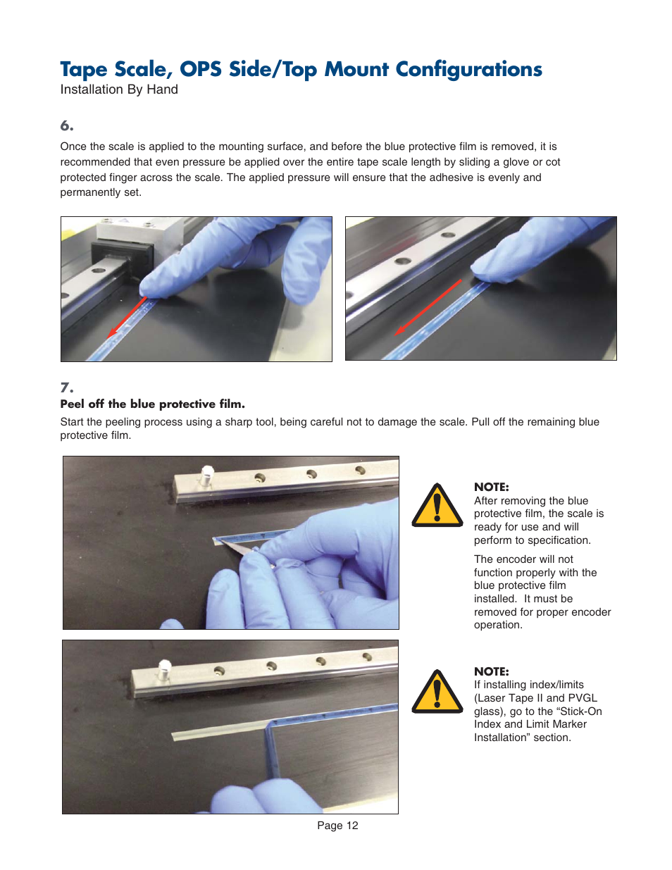 Tape scale, ops side/top mount configurations | MicroE PurePrecision User Manual | Page 12 / 33