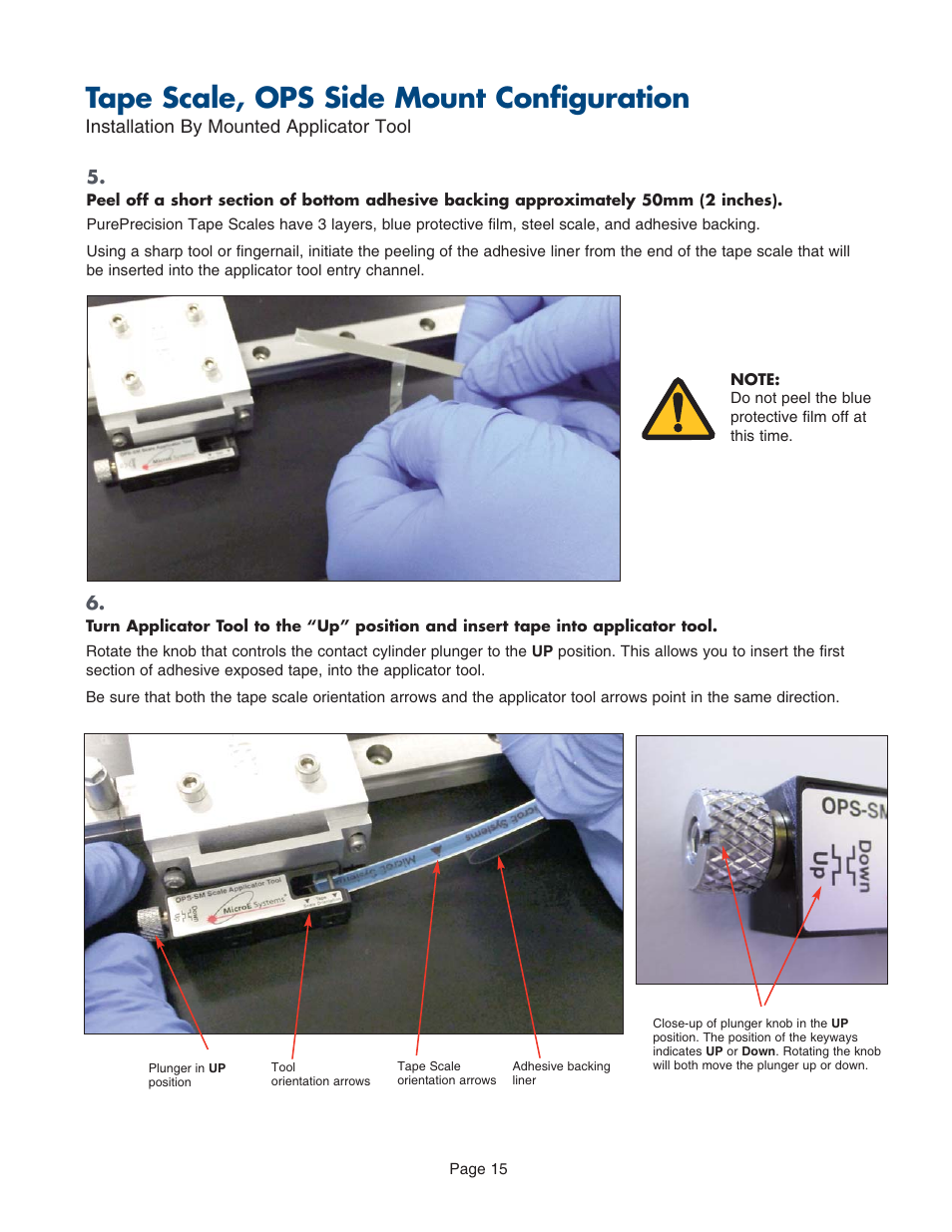 Tape scale, ops side mount configuration | MicroE PurePrecision User Manual | Page 15 / 33