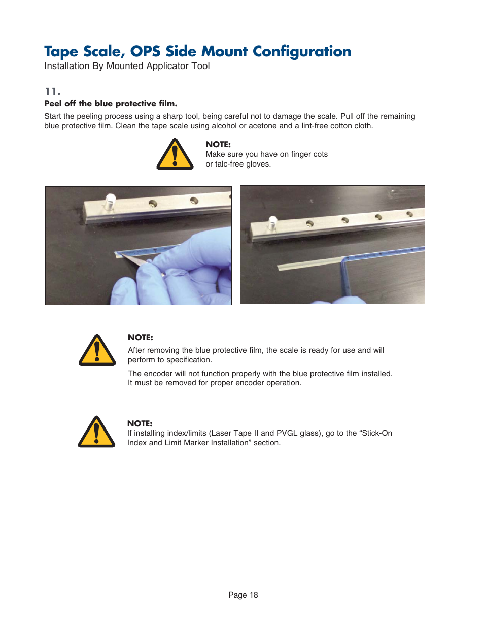 Tape scale, ops side mount configuration | MicroE PurePrecision User Manual | Page 18 / 33