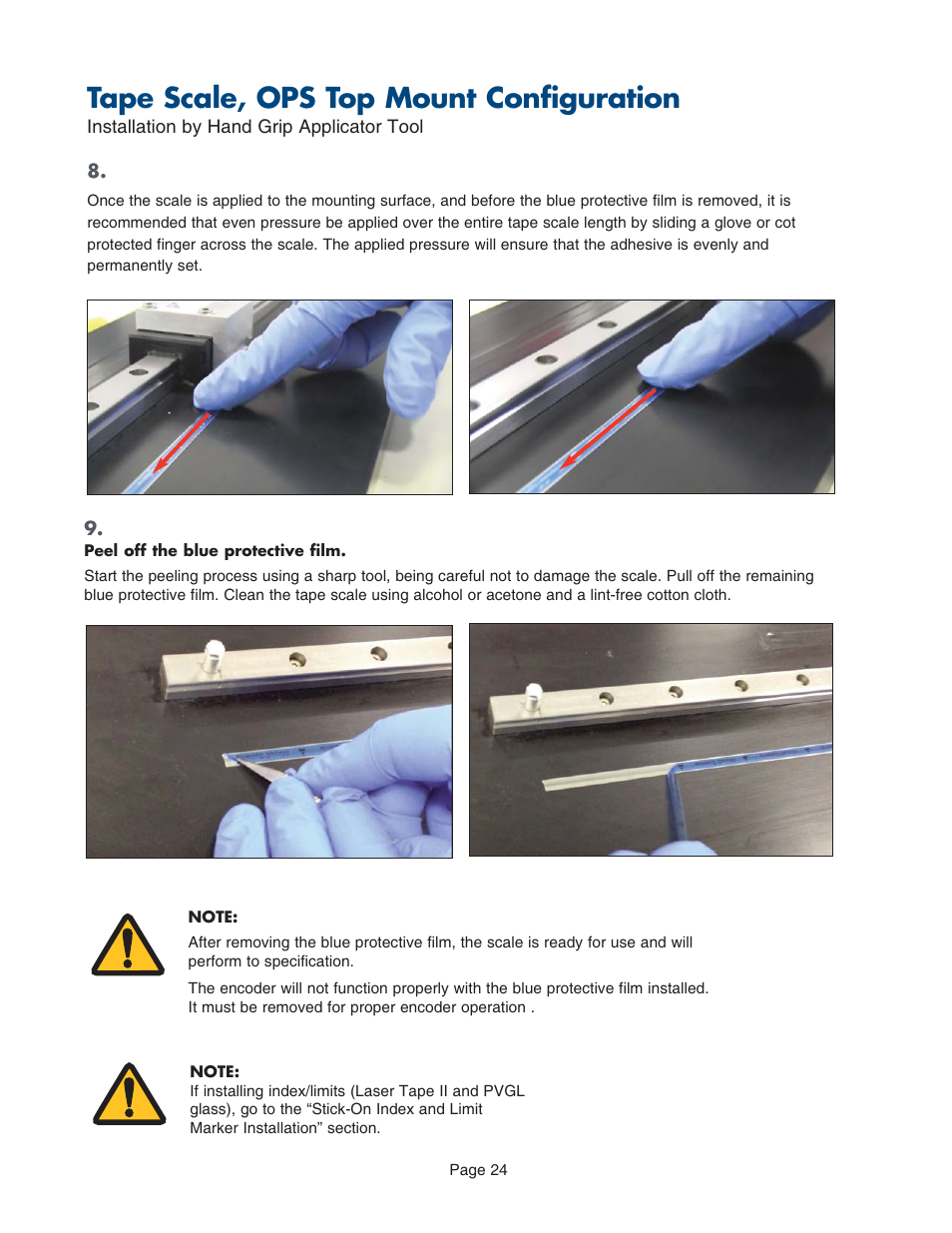 Tape scale, ops top mount configuration | MicroE PurePrecision User Manual | Page 24 / 33