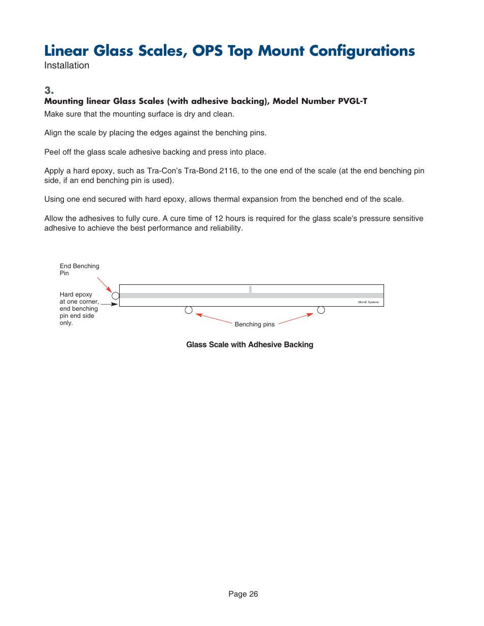 Linear glass scales, ops top mount configurations | MicroE PurePrecision User Manual | Page 26 / 33