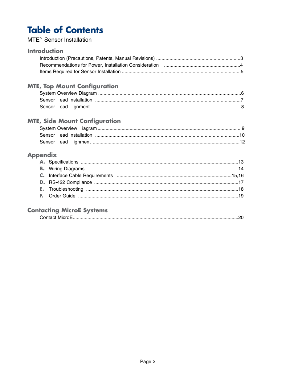 MicroE MTE Series User Manual | Page 2 / 20