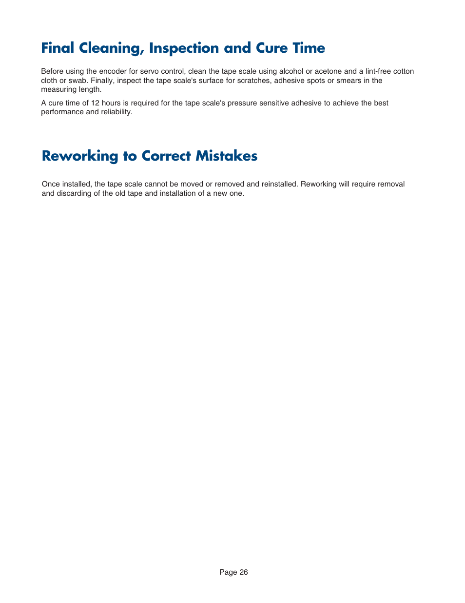 Final clean, inspection, cure time, and rework, Final cleaning, inspection and cure time, Reworking to correct mistakes | MicroE CET for MTE Series User Manual | Page 26 / 27