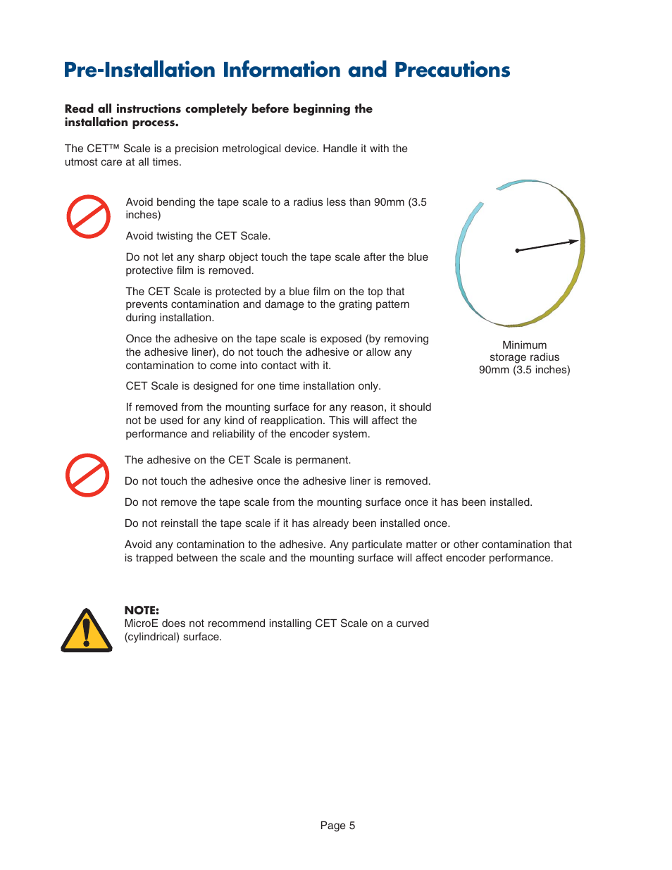 Pre-installation information and precautions | MicroE CET for MTE Series User Manual | Page 5 / 27