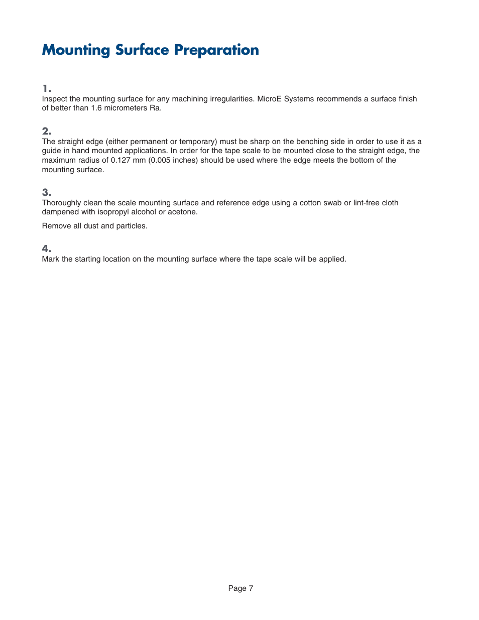 Mounting surface preparation | MicroE CET for MTE Series User Manual | Page 7 / 27