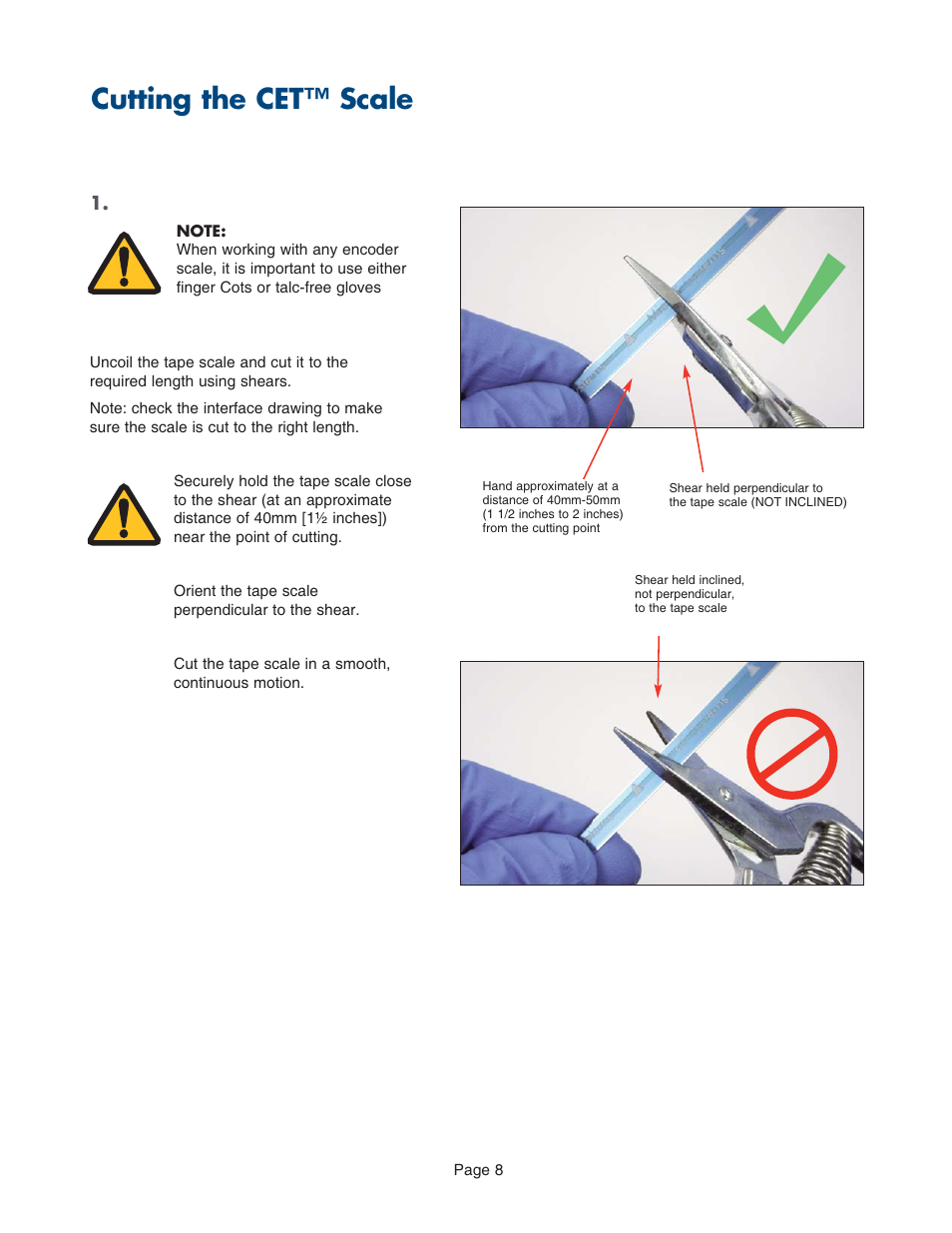 Cutting cet scales, Cutting the cet™ scale | MicroE CET for MTE Series User Manual | Page 8 / 27