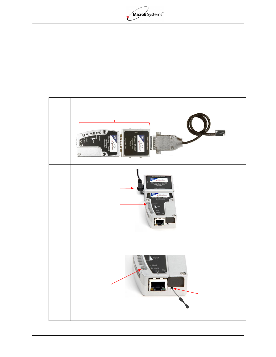 1 using the cal. pushbutton, 1 sensor alignment, Using the cal. pushbutton | Sensor alignment, Section, Alignment tool | MicroE Mercury II 6000 User Manual | Page 10 / 73