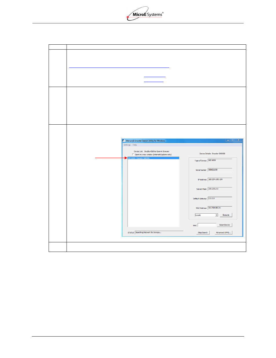 2 use the findmii program to locate the encoder, Use the findmii program to locate the encoder | MicroE Mercury II 6000 User Manual | Page 16 / 73