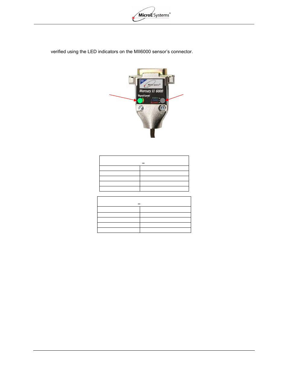 0 alignment verification with connector leds, Alignment verification with connector leds | MicroE Mercury II 6000 User Manual | Page 20 / 73