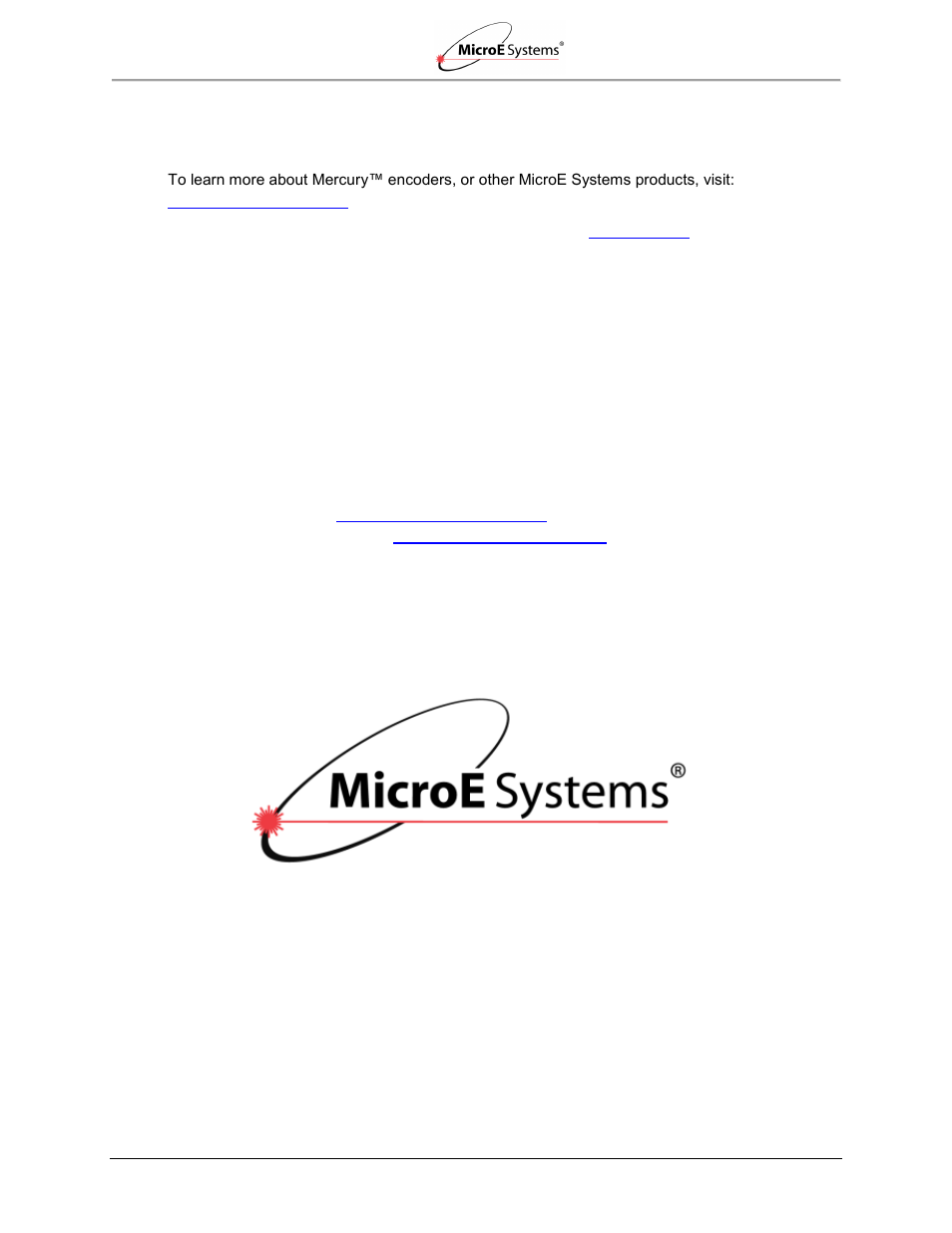 0 contacting microe, Contacting microe | MicroE Mercury II 6000 User Manual | Page 43 / 73