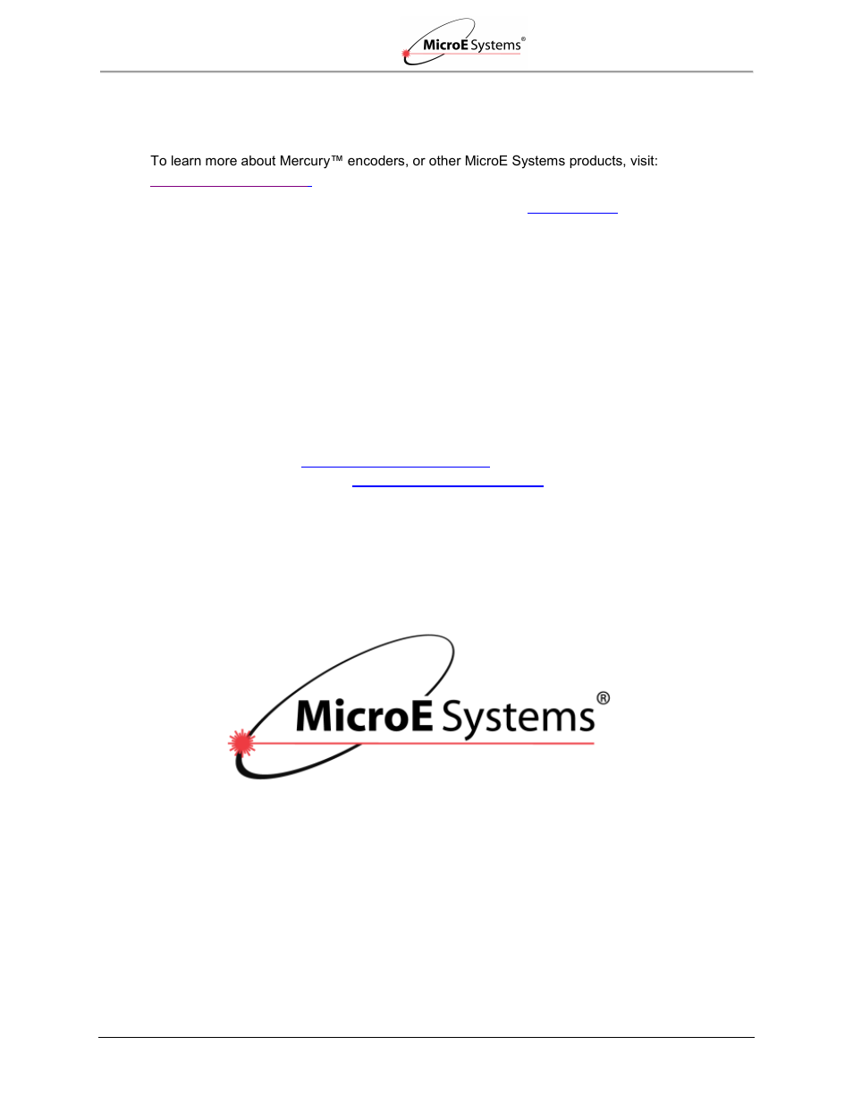 0 contacting microe, Contacting microe | MicroE Mercury II 5000 User Manual | Page 40 / 70