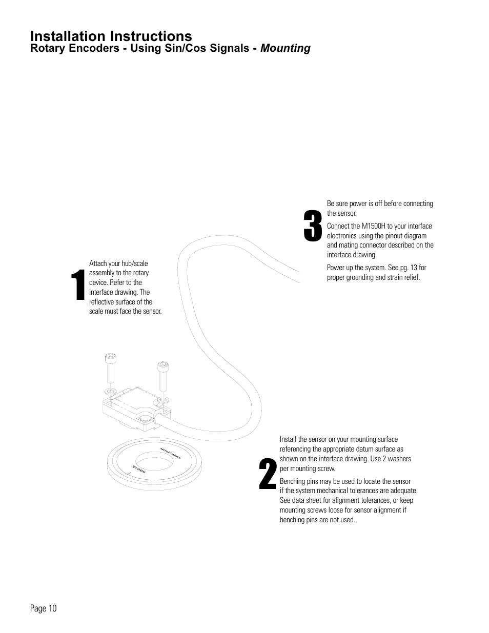Rotary encoder installation-using sin/cos signals | MicroE 1500H Mercury User Manual | Page 12 / 20