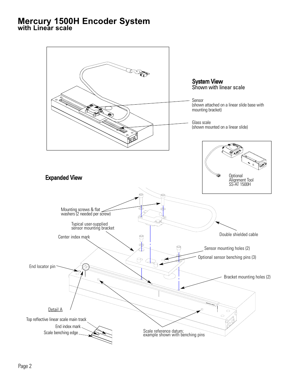 Linear encoder system diagram, Mercury 1500h encoder system | MicroE 1500H Mercury User Manual | Page 4 / 20