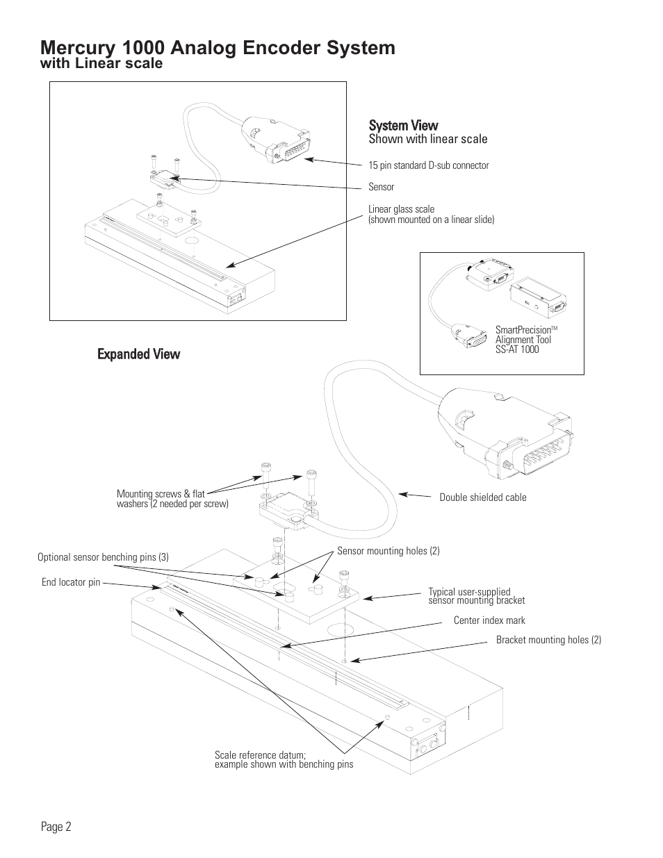 Linear encoder system diagram, Mercury 1000 analog encoder system | MicroE 1000 Mercury User Manual | Page 4 / 14