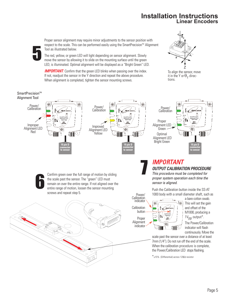 Linear encoder alignment, Installation instructions, Iim mp po or rt ta an nt t | Linear encoders | MicroE 1000 Mercury User Manual | Page 7 / 14