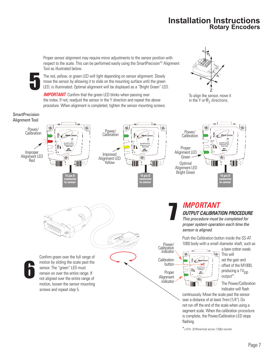 Rotary encoder alignment, Installation instructions, Iim mp po or rt ta an nt t | Rotary encoders | MicroE 1000 Mercury User Manual | Page 9 / 14