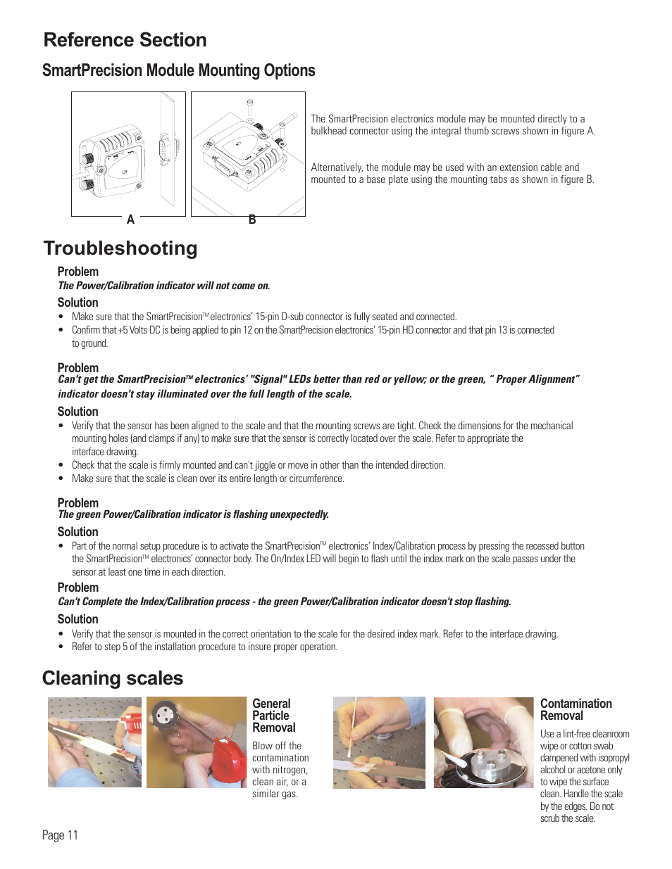 Cleaning scales, Smartprecision module mounting options | MicroE 3500V Mercury User Manual | Page 13 / 14