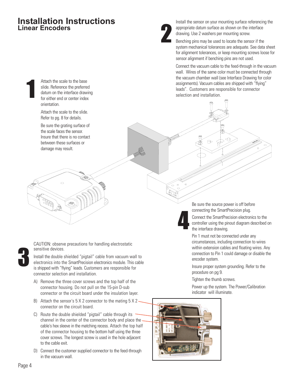 Linear vacuum encoder installation, Installation instructions | MicroE 3500V Mercury User Manual | Page 6 / 14