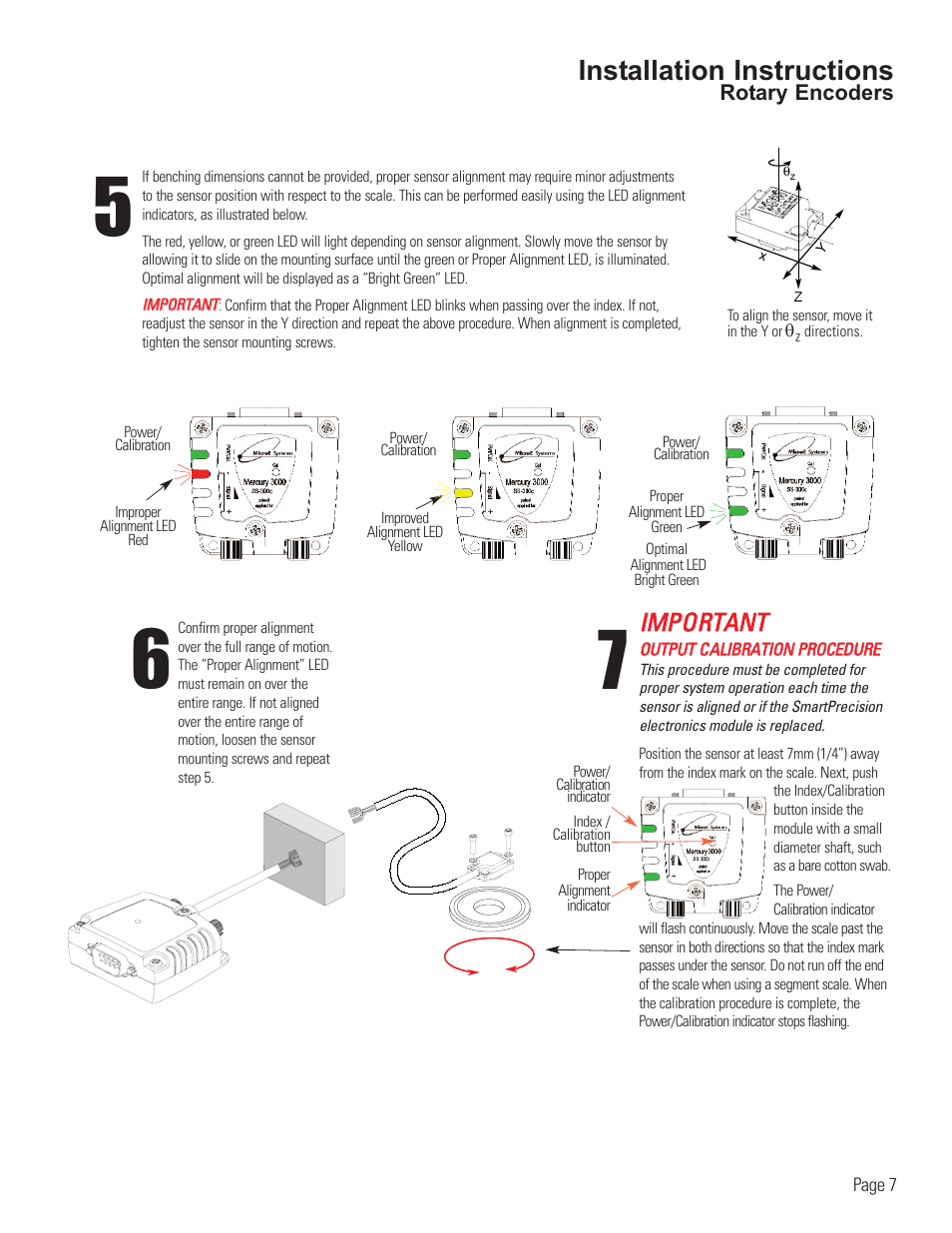 Rotary vacuum encoder alignment, Installation instructions, Iim mp po or rt ta an nt t | MicroE 3500V Mercury User Manual | Page 9 / 14