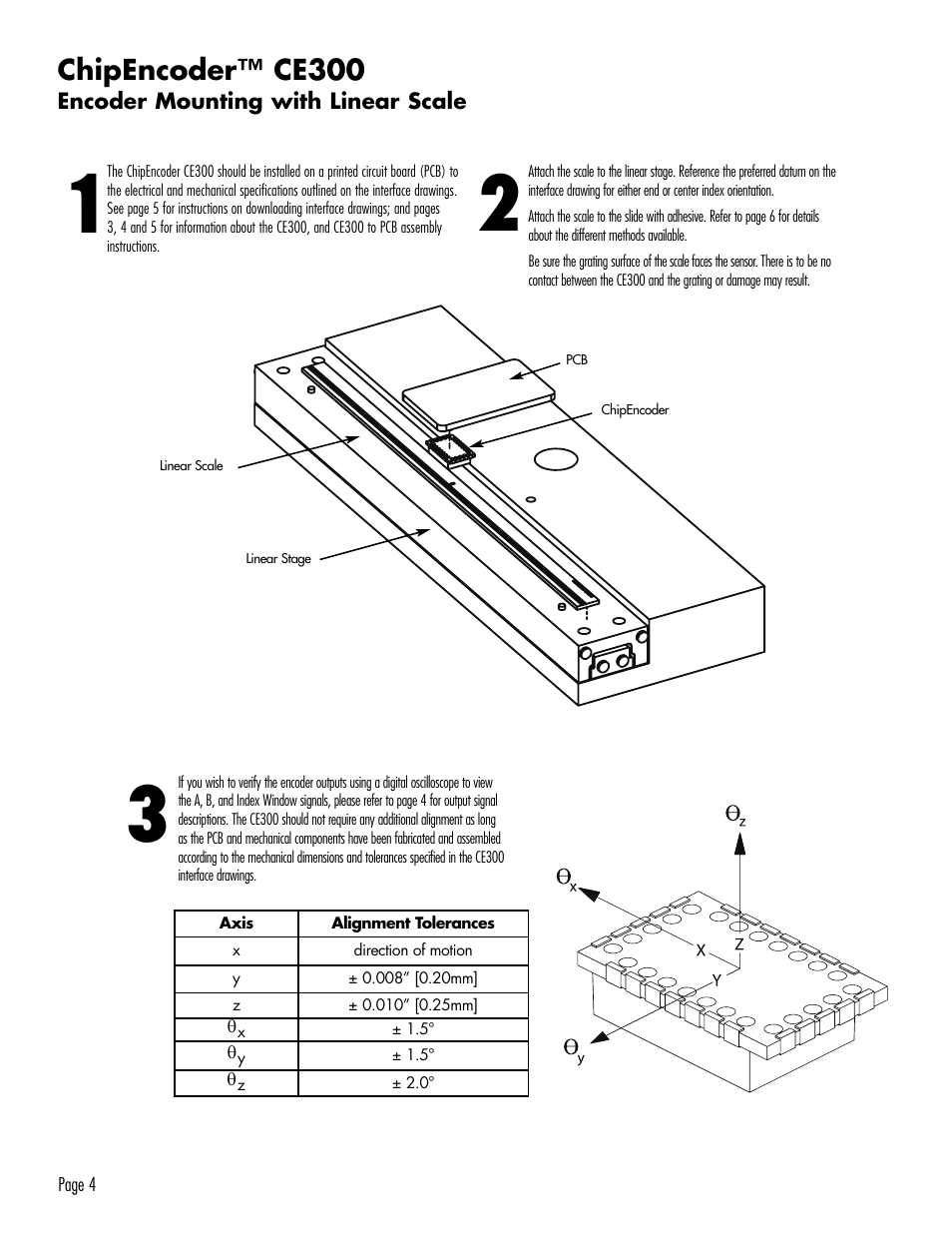 Linear encoder installation, Chipencoder™ ce300 | MicroE CE300 ChipEncoder User Manual | Page 4 / 10