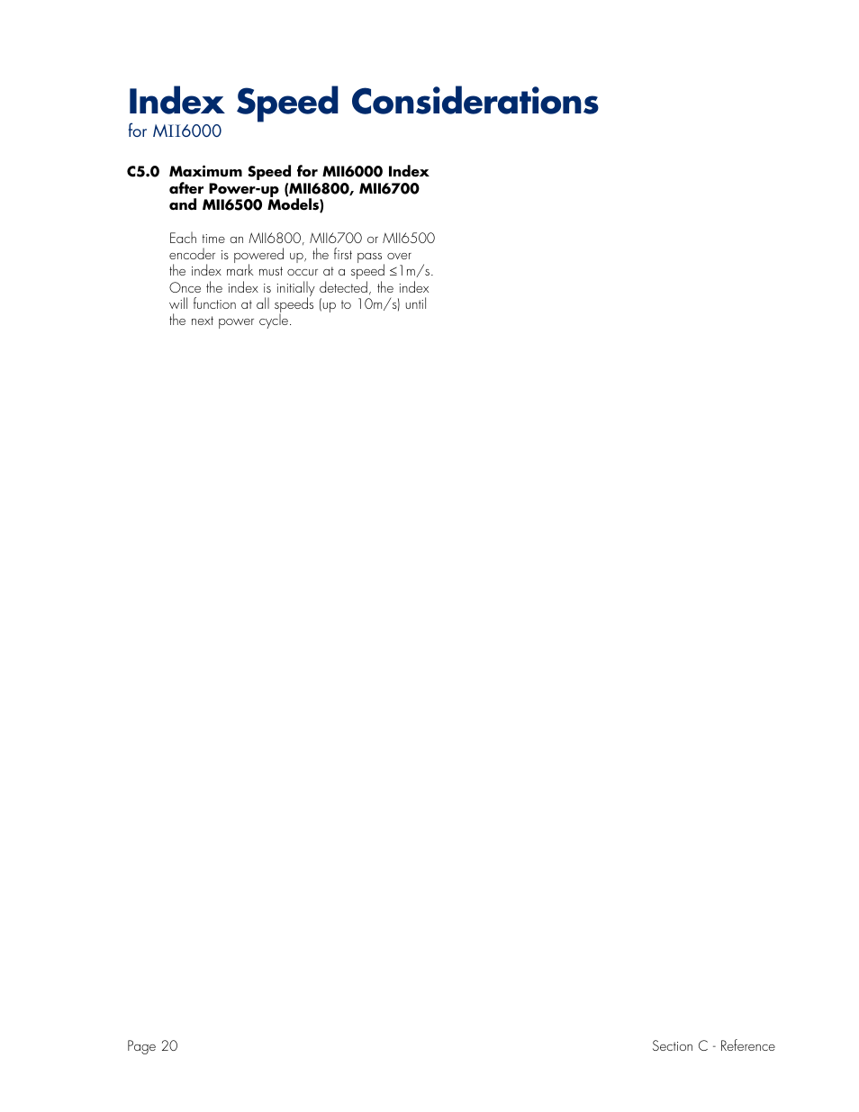 Index speed considerations | MicroE Mercury II 6000V User Manual | Page 20 / 67